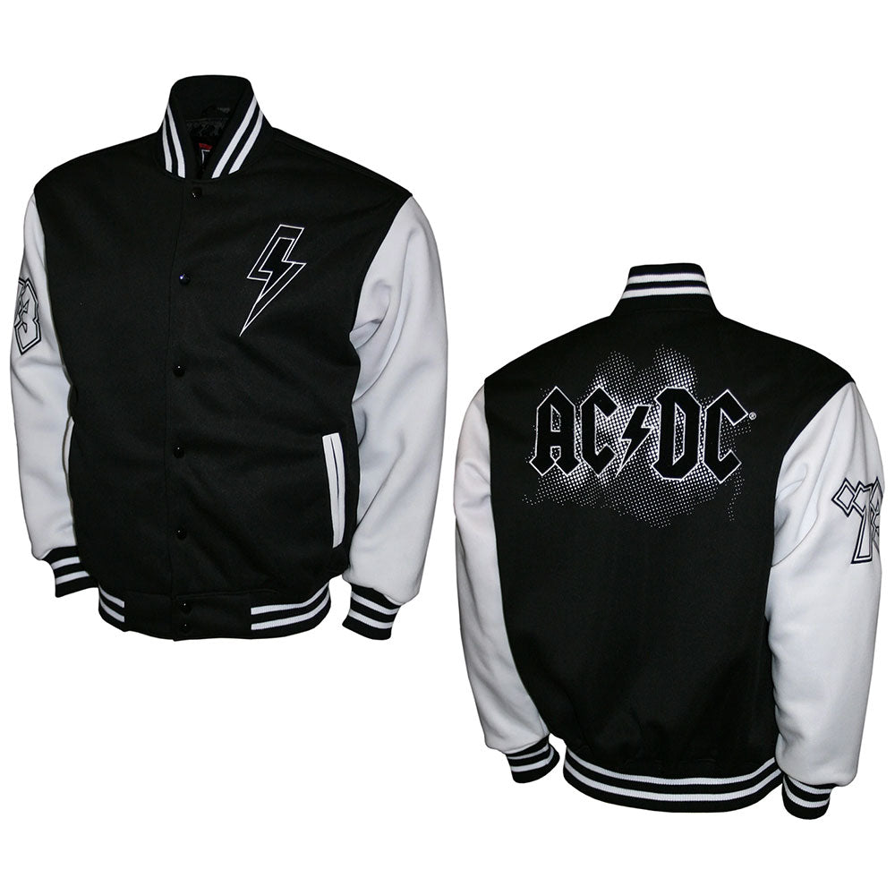 AC/DC - (Back in Black 45周年 ) - WHITE/BLACK CHENILLE VARSITY FLEECE JACKET
